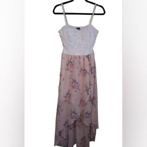 ​Lily Rose Floral High-Low Dress with Lace Bodice - Size JR XL